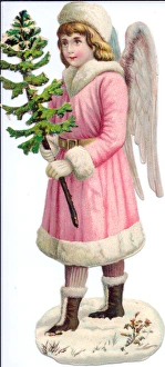 Angel with tree on a Victorian Christmas scrap Angel with tree on a Victorian Christmas scrap