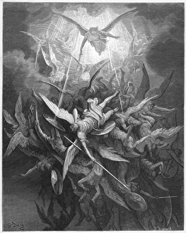 <b class=qtipBold><figcaption>Angels Fighting</figcaption></b><br>The struggle between the Good Angels and the Bad<br><em>© Mary Evans Picture Library</em> Angels Fighting