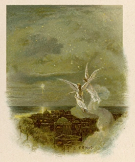 <b class=qtipBold><figcaption>Angels in Flight</figcaption></b><br>Two angels fly over the rooftops of an eastern town<br><em>© Mary Evans Picture Library</em> Angels in Flight