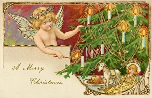 <b class=qtipBold><figcaption>Angels Lights Candles</figcaption></b><br>An angel lights the candles on the Christmas Tree<br><em>© Mary Evans Picture Library</em> Angels Lights Candles