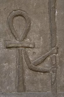 Images Dated 30th November 2003: Ankh. Relief. Temple of Horus. Edfu. Egypt