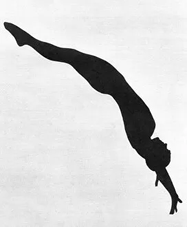 Figure Gallery: Annette Kellerman diving in silhouette