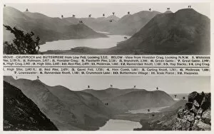 Glacial Gallery: Annotated postcard showing Lake District Peaks