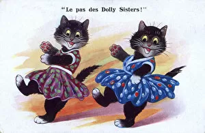 Pretending Gallery: Two anthropomorphic cat entertainers as The Dolly Sisters