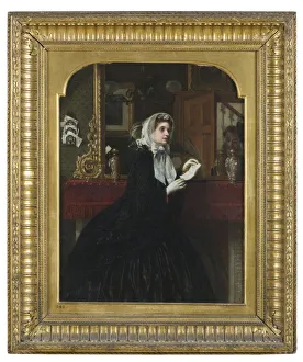 <b class=qtipBold><figcaption>The Appointment</figcaption></b><br>The Appointment, a domestic scene with a woman reading a letter, oil on canvas, monogrammed by the artist Rebecca Solomon, 1861, in a gilded composition frame. Date: 1861<br><em>© The Geffrye Museum of the Home / Mary Evans Picture Library</em> The Appointment