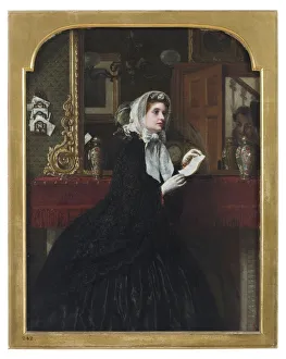<b class=qtipBold><figcaption>The Appointment</figcaption></b><br>The Appointment, a domestic scene with a woman reading a letter, oil on canvas, monogrammed by the artist Rebecca Solomon, 1861, in a gilded composition frame. Date: 1861<br><em>© The Geffrye Museum of the Home / Mary Evans Picture Library</em> The Appointment