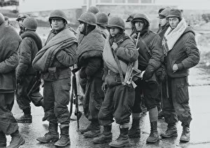 Argentine soldiers waiting to surrender at Port Stanley