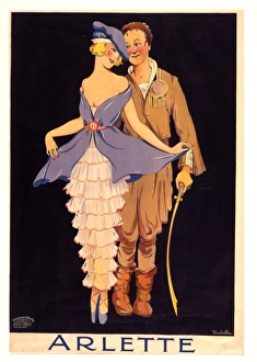 <b class=qtipBold><figcaption>Arlette poster</figcaption></b><br>Poster for Arlette illustrated by a couple, she in blue beret, frilly pantaloons and ballet shoes, and he in military style clothing with sword accessory.<br><em>© Mary Evans Picture Library 2015 - https://copyrighthub.org/s0/hub1/creation/maryevans/MaryEvansPictureID/10252755</em> Arlette poster