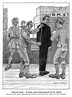 With the Army, Derby recruit measured for uniform, WW1 With the Army, Derby recruit measured for uniform, WW1