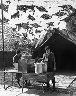 Army field kitchen at Aldershot, Hampshire Army field kitchen at Aldershot, Hampshire