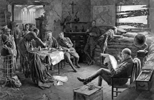 Army personnel relaxing in barracks, WW1 Army personnel relaxing in barracks, WW1