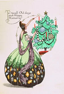 Lights Collection: Art deco illustration for Christmas Card, 1920s