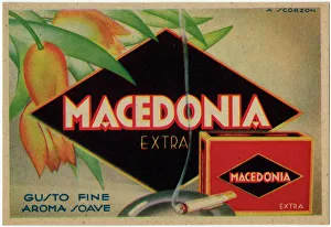 Packet Gallery: Art Deco postcard - Macedonia Cigarettes - Amos Scorzon