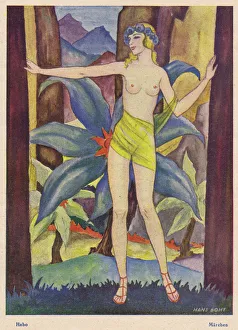 Art deco sketch of a woman in Spring, 1924 Art deco sketch of a woman in Spring, 1924