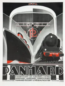 Cars And Bike Prints: Art Deco Panhard Travel Poster Print