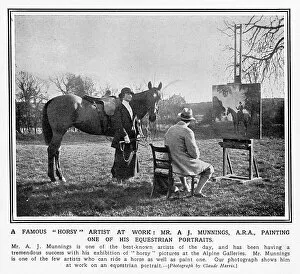 The artist, Alfred Munnings, at his easel