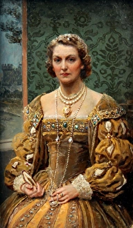 The artists wife in Renaissance dress by Fortunino Matania The artists wife in Renaissance dress by Fortunino Matania