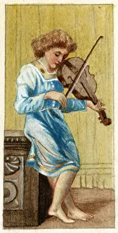 Artwork by Florence Auerbach, boy playing violin Artwork by Florence Auerbach, boy playing violin