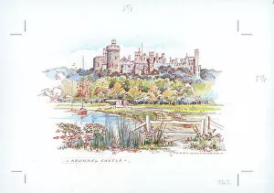 Arundel Collection: Arundel Castle Landscape scene England Watercolour