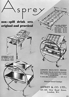 Trolley Collection: Asprey non-spill drink sets and trolleys advertisement, 1935