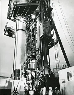 Astronaut Virgil ?Gus? Grissom is raised in a lift to t? Astronaut Virgil ?Gus? Grissom is raised in a lift to t?