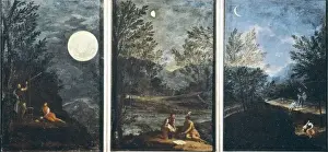 Prints of Astronomical Observations. 1711. Series of eight panels (51 x 35 cm. each one) dedicated to the planets. Detail of the pictures of the Moon (left), Mercury (center) and Venus. Baroque art Vatican City Prints: Baroque Astronomical Observations Print, 1711
