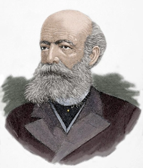 August Kekule (1829-1896). Engraving. Colored August Kekule (1829-1896). Engraving. Colored