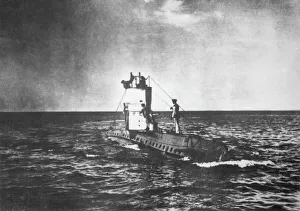 Austrian submarine on the surface, WW1 Austrian submarine on the surface, WW1