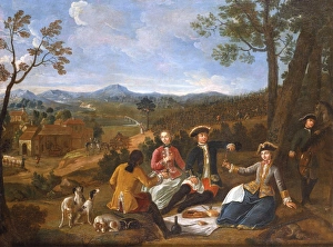 <b class=qtipBold><figcaption>Autumn, 18th century French School</figcaption></b><br>Autumn, 18th century French School (possibly by Francois Octavien, 1695-1736). Showing people enjoying a picnic, with a man picking apples from a tree in the middle distance.<br><em>© Mary Evans Picture Library</em> Autumn, 18th century French School