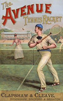 The Avenue tennis racket advertising showcard, 1890