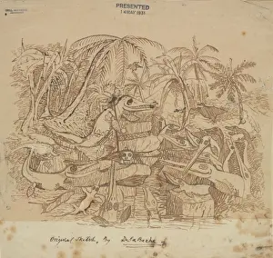 Professor Ichthyosaurus Print c.1830 by Henry T De la Beche