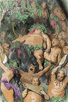 Bacchus. Engraving by G. Dore. Colored Bacchus. Engraving by G. Dore. Colored
