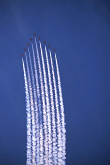 Leuchars Gallery: BAe Systems Hawks RAF Red Arrows climb Big Nine Leuchars
