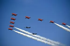 BAe Systems Hawks RAF Red Arrows flypast with Spitfires