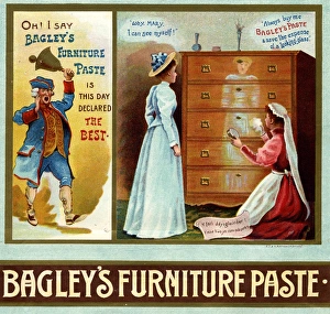 <b class=qtipBold><figcaption>Bailey's Furniture Paste</figcaption></b><br>Bagley's Furniture Paste polish, 1900 1900<br><em>© Mary Evans / The National Archives, London. England.</em> Bailey's Furniture Paste