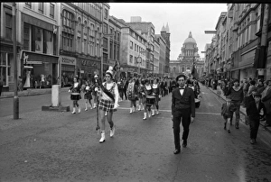 Band and Orangemen on parade, Belfast, Northern Ireland Band and Orangemen on parade, Belfast, Northern Ireland