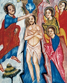 Baptism of Jesus by St. John the Baptist and the coming of t Baptism of Jesus by St. John the Baptist and the coming of t