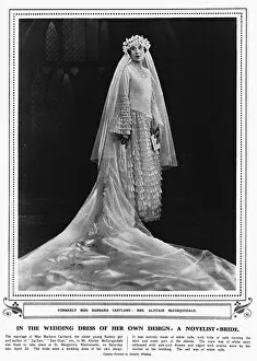 Barbara Cartland in her wedding dress