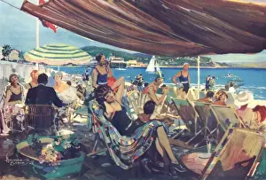 The Bathing Plage at Nice, 1926 Print