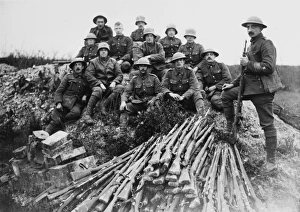 <b class=qtipBold><figcaption>Battle of Cambrai 1917</figcaption></b><br>Soldiers of the Notts and Derby Regiment salvaging German rifles near Marcoing on the Western Front in France during World War I in April 1917<br><em>© Mary Evans/Robert Hunt Collection</em> Battle of Cambrai 1917