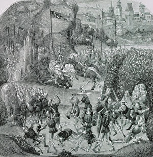 Froissart Collection: Battle of Otterburn. August 5, 1388. Engraving