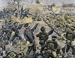 Korea Gallery: Battle of Ping-Yang, 1894. Engraving