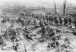 <b class=qtipBold><figcaption>Battle of Soissons WWI</figcaption></b><br>German troops crossing a road, other troops resting on the Chemin de Dames on the Western Front during World War I<br><em>© Mary Evans/Robert Hunt Collection/Imperial War Museum</em> Battle of Soissons WWI