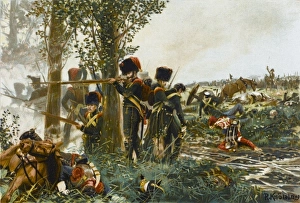 <b class=qtipBold><figcaption>Battle of Waterloo</figcaption></b><br>Battle of WATERLOO Troops of the Nassau Regiment defend their position against the French at La Belle Alliance<br><em>© Mary Evans Picture Library 2015 - https://copyrighthub.org/s0/hub1/creation/maryevans/MaryEvansPictureID/10084546</em> Battle of Waterloo