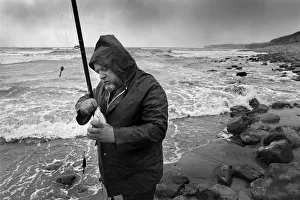 Beach fisherman, Col Huw Bay, Llantwit Major, Glamorgan Beach fisherman, Col Huw Bay, Llantwit Major, Glamorgan