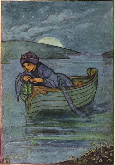 Bearing on my shallop. Illustration by Florence Harrison of Tennyson's poem Bearing on my shallop. Illustration by Florence Harrison of Tennyson's poem