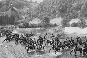 Belgian cavalry watering their horses Belgian cavalry watering their horses