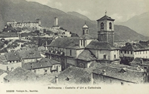 Bellinzona, Switzerland - Castelgrande and the Cathedral Bellinzona, Switzerland - Castelgrande and the Cathedral