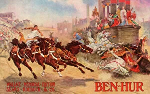 Memorial Gallery: Ben-Hur, chariot race scene, book by General Lew Wallace