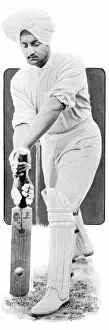 Bhupinder s ingh, Maharajah of Patiala playing cricket
